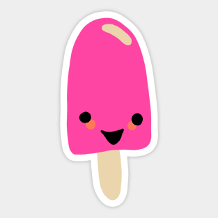 Hot Pink Cherry or Strawberry Cute Kawaii Popsicle Frozen Treat Sticker